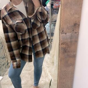 Sears vintage plaid flannel button down shirt shacket size large